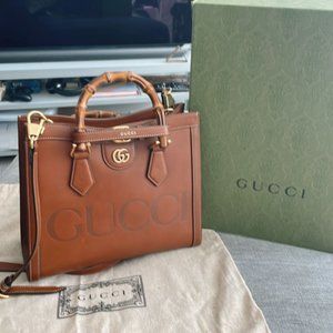 *NEW **Authentic** Gucci Embossed Leather Diana Tote Bag - Video included
